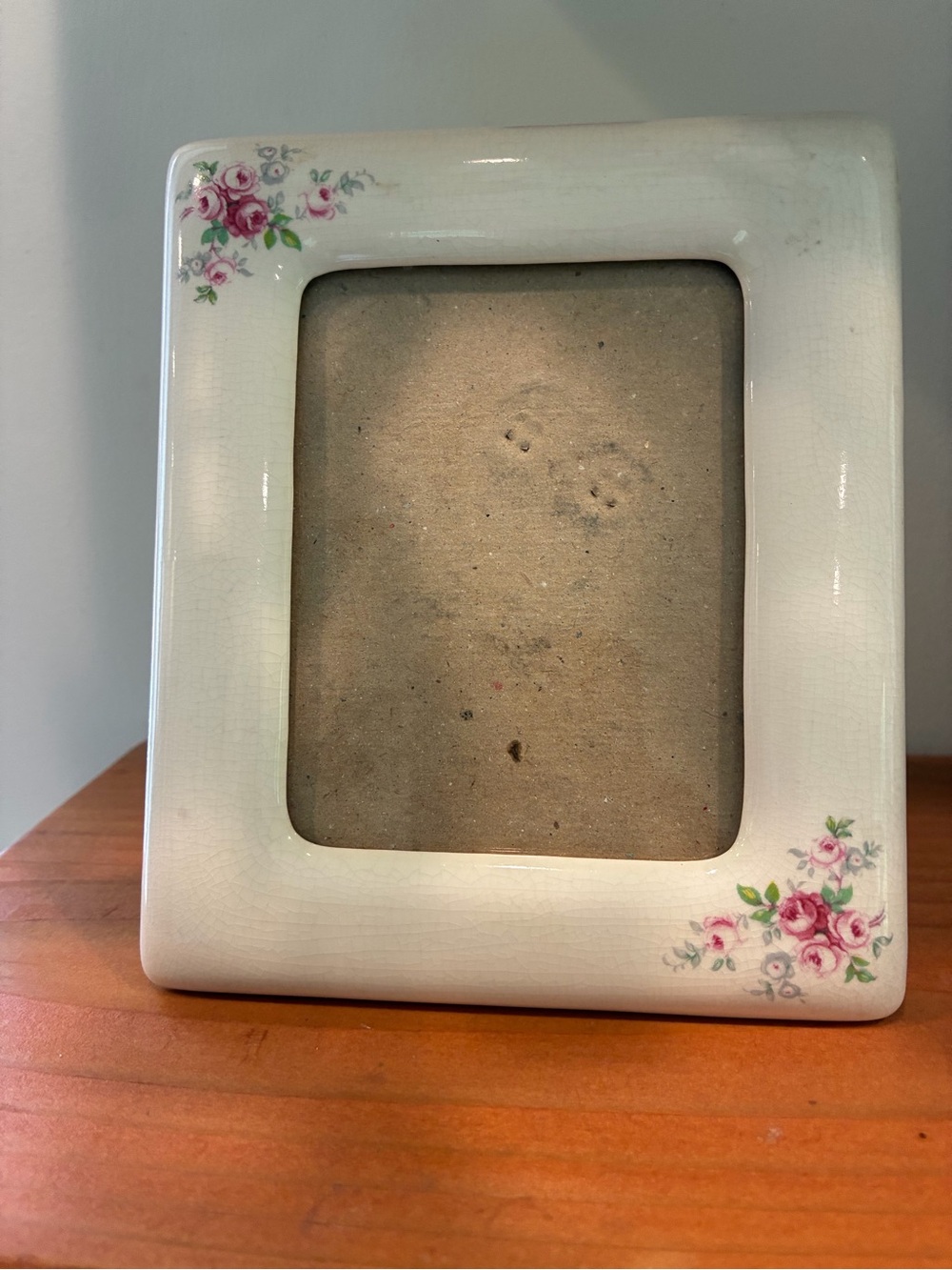 Vintage Terragrafics Floral Porcelain Picture Frame Rectangular 4 X 3 1980s